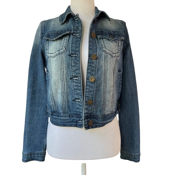 Vintage Jou Jou Cropped Denim Trucker Jacket Size Small - Picture 2 of 11